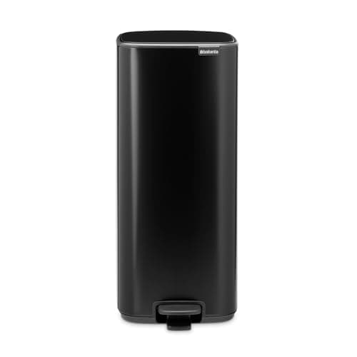 Image of Brabantia Bo Pedal Bin 30L (Matt Black), Soft Closing Waste Bin with Light Pedal Operation, Easy to Clean Removable Plastic Inner Bucket with Free PerfectFit Rubbish Bags Included