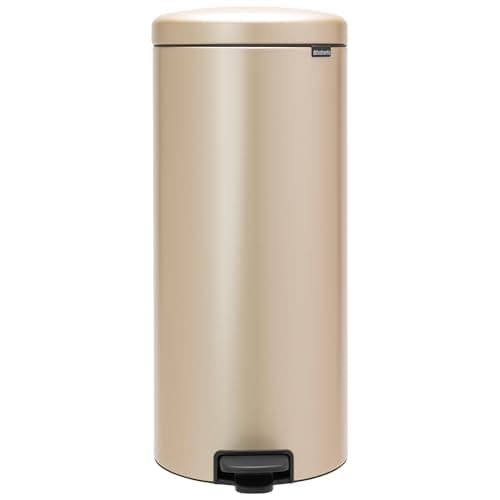 Image of Brabantia NewIcon Pedal Bin 30 L (Metallic Gold) Soft-Closure Kitchen Rubbish Bin with Removable Inner Bucket + Free Bin Bags