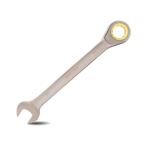 Image of Meccion Fixed Head Ratchet Spanner 20mm Professional Chrome Vanadium Steel Forged Combination Wrench - Black Nickle Plated