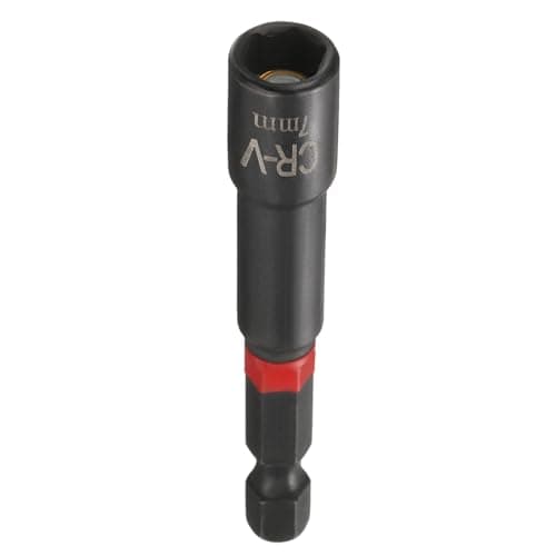 Image of sourcing map Nut Driver Drill Bit 7mm Metric Socket 1/4" Hex Shank 3" (65mm) Long Magnetic 6-Point Sockets Quick Change Phosphated CR-V Steel Bolt Setters for Power Drill Drivers, Black