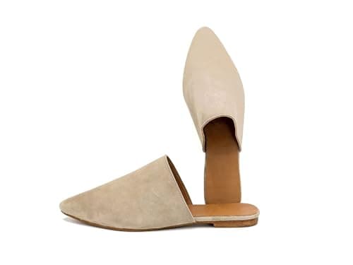 Image of Suede mule || leather Mules shoes for women || Premium Handmade Babouches || Loafers Women's Mules & Clogs || Womens babouche slippers (39 EU, Beige)