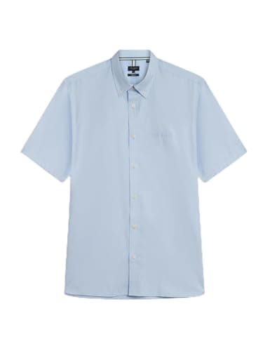 Image of Ted Baker Mens Alyth Regular Branded Oxford Shirt, Lt-Blue, 3XL UK
