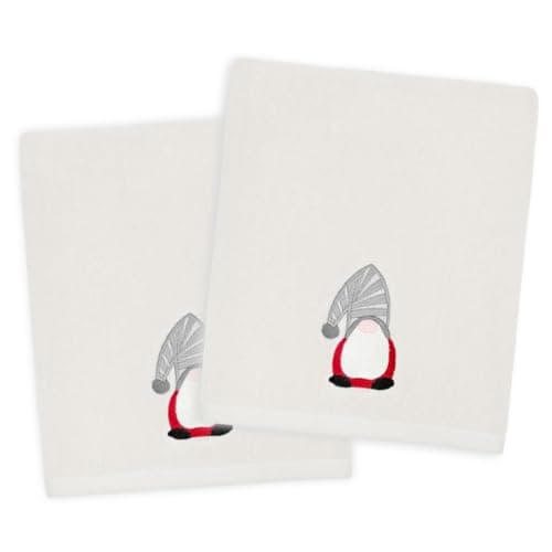 Image of Allure Bath Fashions Gonk Design Pack of 2 Christmas Hand Towel Set 50 x 90cm - 100% Cotton Christmas Tea Towels (Grey)