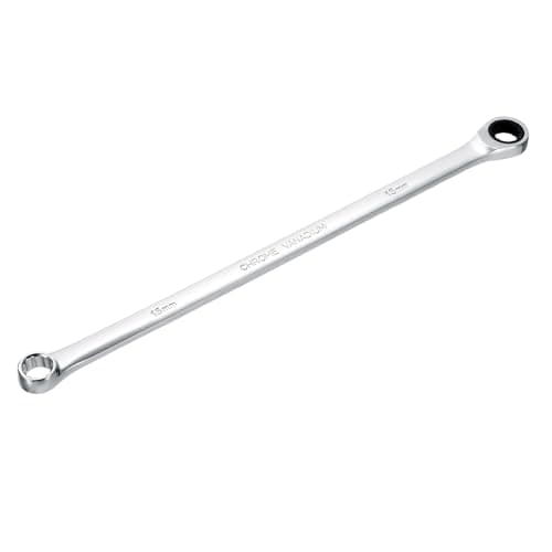 Image of sourcing map Metric Double Box End Ratcheting Wrench, 15mm Extra Long 72 Teeth Chrome Vanadium Steel Ratchet Wrench for Automotive Furniture Machinery Repair
