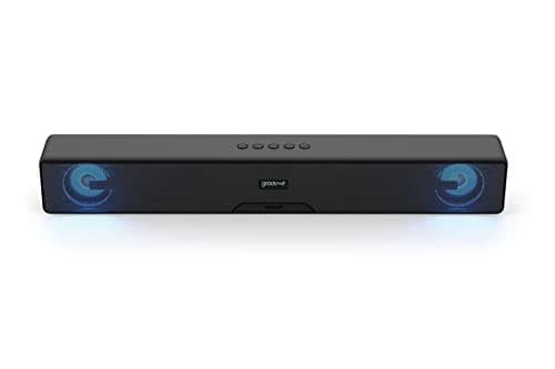Image of groov e Soundbar 20 - Portable Bluetooth Sound Bar with USB, TF Card, & AUX Playback - Speaker with 20W Power & Super Bass - LED Light Mode, Rechargeable Battery, Voice Assistant - Black