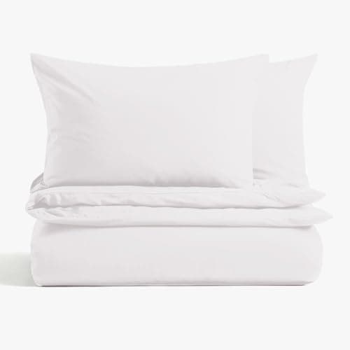 Image of MAGNA COLLECTION Single Duvet Cover Set - Hotel Quality Bedding Set (135x200cm) with Matching Pillowcase - Soft Brushed Microfibre Polyester Duvet Cover (White, Single)