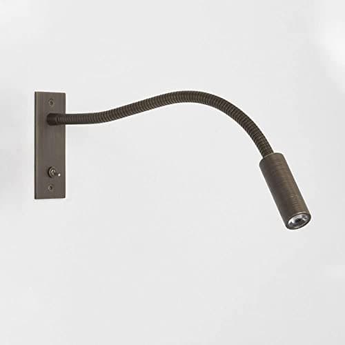 Image of 3W LED Recessed Headboard Reading Lamp 3000K Hardwired Flexible Gooseneck Wall Spotlights with Switch - Flat Mount Adjustable Wall Lights for Bedroom Bedside Study Room (Brushed Bronze)