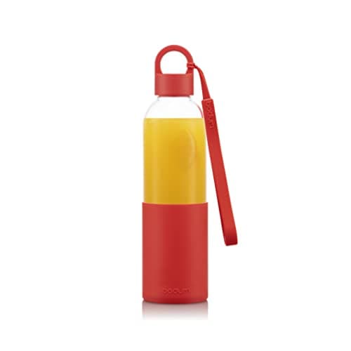 Image of Bodum MELIOR 12053-04B Glass Drinking Bottle, Coloured Silicone Sleeve, Screw Cap, 0.5 L