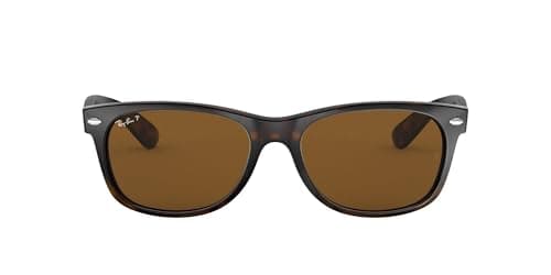 Image of Ray-Ban Unisex-Adults New Wayfarer Ray-Ban New Wayfarer, RB 2132 55 902/57, Tortoise, (Polarized Brown B-15),55 mm