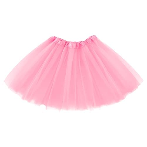 Image of Molain Tutu 3 Layers Top Tulle Skirt Ballet Glitter Sequins Gauze Costume Halloween Christmas Parties Plus Size Ballerina Dance Half Skorts Vintage Prom Dress-up Women () Pink