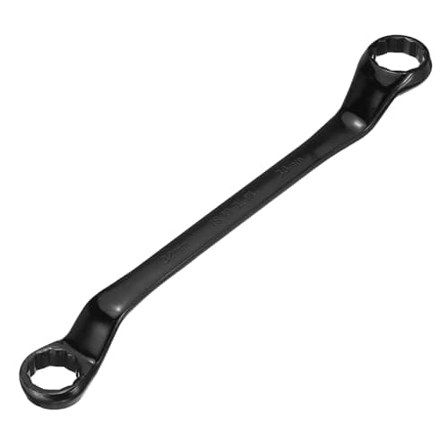 Image of sourcing map 45 Degree Offset Box End Wrench 32mm x 36mm Metric 12 Point Chrome Vanadium Steel Double Box Wrenches Long Industrial Grade Torx Box Wrench Repair Tool, Black