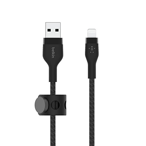 Image of Belkin BoostCharge Pro Flex Braided USB Type A to Lightning Cable (1M/3.3FT), MFi Certified Charging Cable for iPhone 14/14 Plus, 13, 12, Pro, Max, Mini, SE, iPad and More - Black