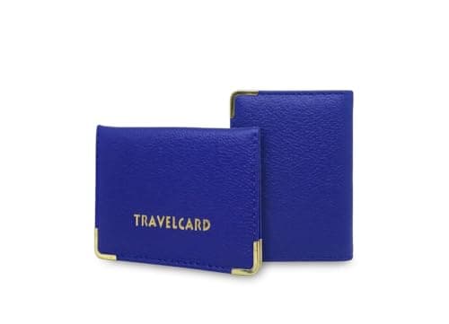 Image of ORCHIDS Unisex Travel Bus Pass Holder – Slim ID, Credit Card & Ticket Wallet Cover Case (Blue)