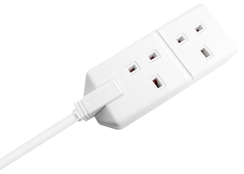 Image of Masterplug Two Socket Double Extension Lead, 4 Metre Cable, Unswitched, Heavy Duty, Rewireable, 2-Way Plug Extension Cable, Work Power, Permaplug, White, 13A, 2G, 4m, EXS1324W
