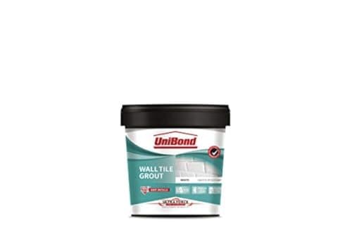 Image of Unibond 2643632 UniBond Ultra Force Wall Tile Grout,Mould Resistant Grout for All Rooms, Porcelain, Mosaic and Ceramic Tiles, White Grout Ready Mixed 1.38kg