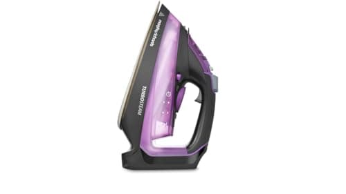 Image of Morphy Richards Turbosteam Steam Iron, Non stick Ceramic Soleplate, 170g Boost, 50g Output, 380ml Water Tank, Anti-Scale and Drip, Auto Shut-off, 3m Cord, 2800W, Purple and Black, 303140