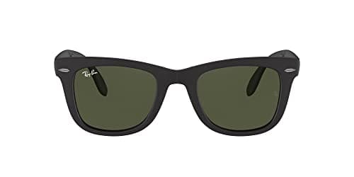 Image of Ray-Ban Men's Folding Wayfarer Sunglasses, Black with G15 Lenses, 50 mm