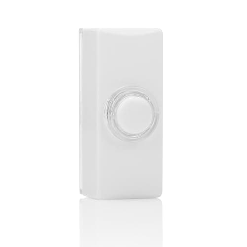 Image of Byron DBW-22011 Wired Surface Mounted Doorbell Push Button, Universal Compatibility, Illuminated, Waterproof, Easy 2-Wire Installation, Sleek White Design