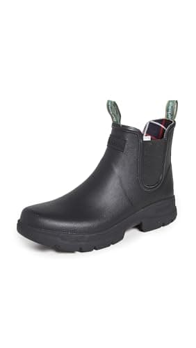 Image of Barbour Mens Fury Winter Waterproof Black Rubber Chelsea Wellington Boot - Black - 6