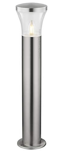 Image of Long Life Lamp Company Modern LED Bollard Light Outdoor Stainless Steel Garden Post Pathway Lighting 240v IP44 ZLC310K with Warm White 5w E27 Clear Candle