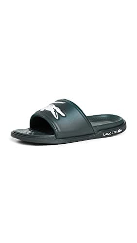 Image of Lacoste Men's Croco Dualist Slides, Dark Green White, 9 UK