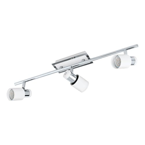 Image of Eglo LED Ceiling Lamp Davida, 3-Light Ceiling Fixture, Metal Ceiling spot in Chrome and White, Living Room lamp, Spots with GU10 Bulbs, Warm White