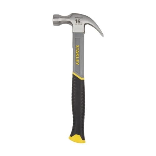 Image of STANLEY Fibreglass Claw Hammer, 16oz, Bi-Material Grip for Comfort and Anti-Slip, STHT0-51309,Silver