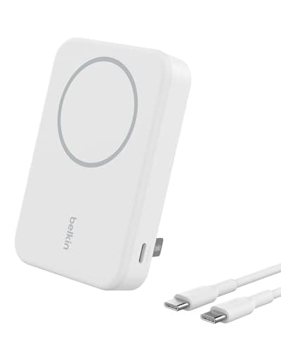 Image of Belkin BoostCharge Pro Wireless Power Bank 10000mAh with Qi2, MagSafe Compatible Portable Charger + Built-in Pop-up Kickstand, For iPhone 17, iPhone Air, 16, 15, 14, Pixelsnap and More - White