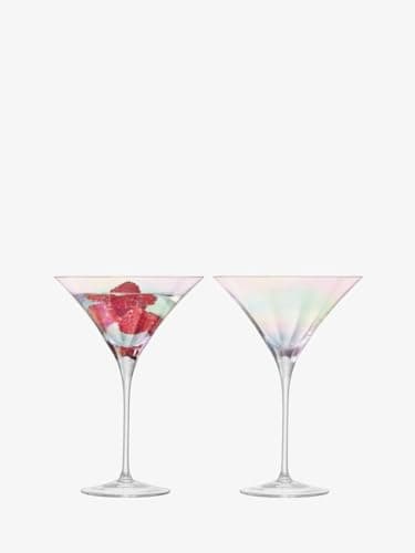 Image of LSA International Pearl Cocktail Glass 300ml Mother of Pearl | Set of 2 | Mouthblown & Handmade Glass | Hand Painted | PE25