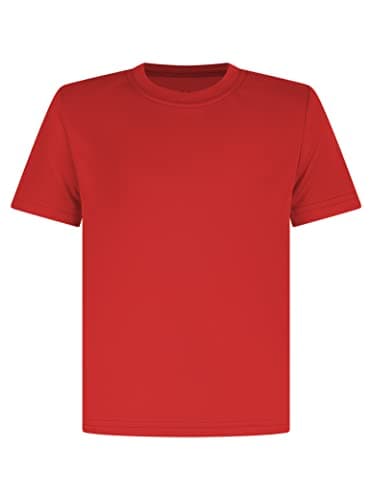 Image of Athletic Sportswear Kids T Shirts Football Tops Gym Boys Girls School P.E Sports Fitness Running Top T-Shirt (7-8 Years, Red)