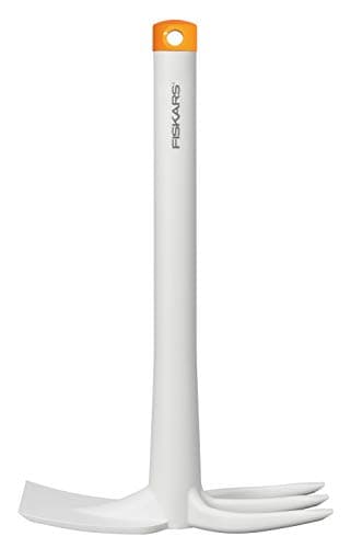 Image of Fiskars combi hoe for planting flowers or weeding, Length: 32.2 cm, White/orange, Glass fibre-reinforced plastic, Light, 1027035