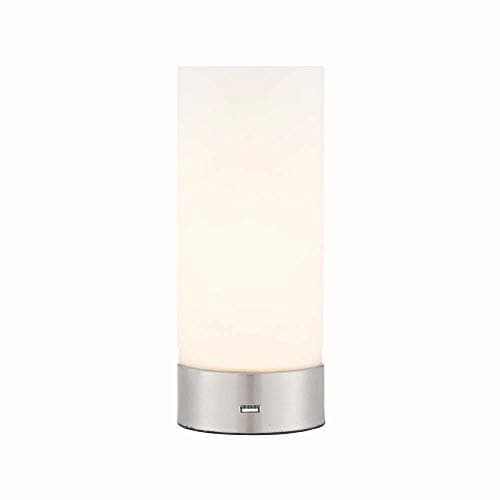 Image of 40W Brushed Nickel and Glass Touch Dimmable Task Table Light Desk Lamp with USB Port Mobile Phone Charger