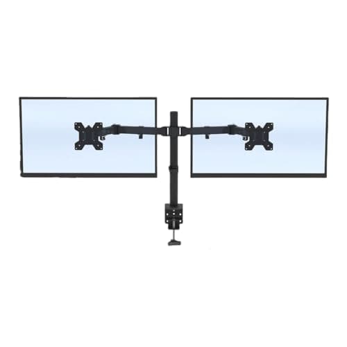 Image of Dual Monitor Stand, Adjustable Monitor Arm Desk Mount for 13-27 Inch Screens, 90° Tilt/360° Rotation, Max VESA 100x100mm, Supports up to 8 kg