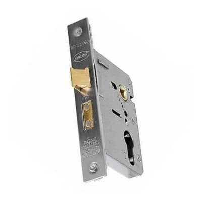 Image of UAP Euro Profile Sash Lock 75mm - Light Duty Euro Sashlock Case for Internal and External Doors, Door Latch Euro Cylinder Key Locking Security (Satin Stainless - 75mm)