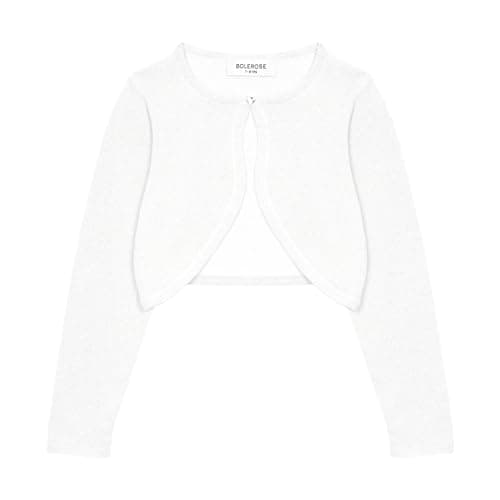Image of Bolerose Girls Long Sleeve Sparkle Cardigan Childrens Kids Bolero Shrug (White - Holographic Sparkle, 11-12 Years)