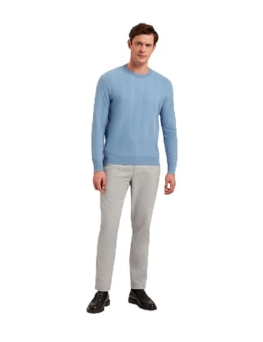 Image of Ted Baker London jamals-ls Herringbone Stitch Crew Neck Sweater, Blue