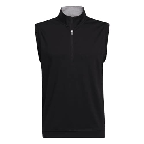 Image of adidas Men's Elevated Quarter Zip Pullover Golf Vest, Black, Medium