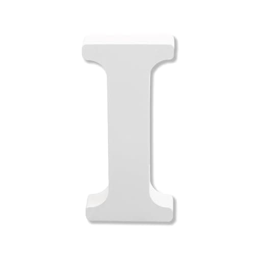 Image of Bojueshaw White Wooden Letters,4 Inch Standing Alphabet,DIY Paintable Letters for Arts & Crafts,Home Decor, Weddings & Parties(Letter I)