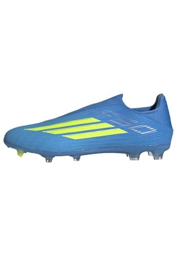 Image of adidas Unisex F50 League Laceless Firm Ground/Multi Ground Football Boots, Lucid Ray Blue/Team Solar Yellow 2/Lucid Aquamarine, 13 UK