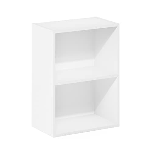 Image of Furinno LUDER Book Shelf, 2-Tier Modern Bookshelf, Open Shelves Bookcase 9 x 16 x 21, for Living Room, Bedroom, Home Office, White