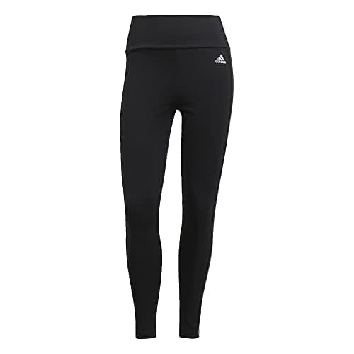 Image of Adidas Women's Designed 2 Move High-Rise 3-Stripes 3/4 Sport Tights, Black/White, S