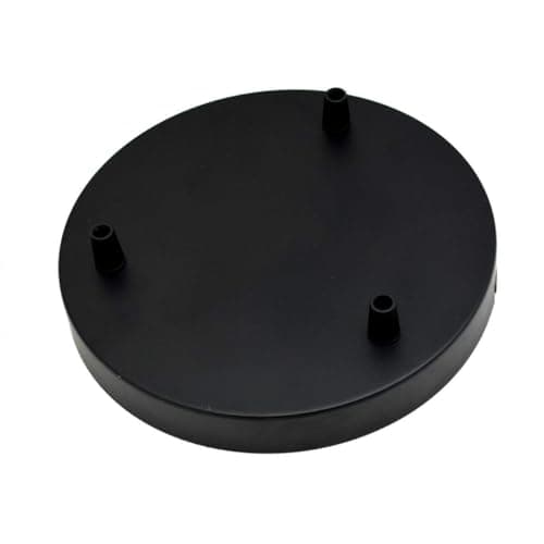 Image of Black Ceiling Rose 200mm Side Fitting 3 Outlet Pendant Light Plate for Multi Drop Cluster Lighting Metal Round Ceiling Cover for Modern UK Interiors Versatile Accessory Elegant Lighting Solutions