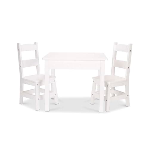 Image of Melissa & Doug Wooden Kids Table and Chairs Set - White, Kids Bedroom Furniture, Playroom Decor, Playspaces and Room Decor, Furniture, 3+ Gift for Boy or Girl