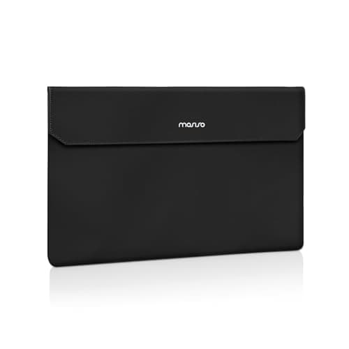 Image of MOSISO Portable Monitor Sleeve 16.1 inch, Carrying Case for 15.6-16.1 inch Portable Displays, Laptop Display Bag with Front Pocket, PU Leather Case for Travel Monitor, Black
