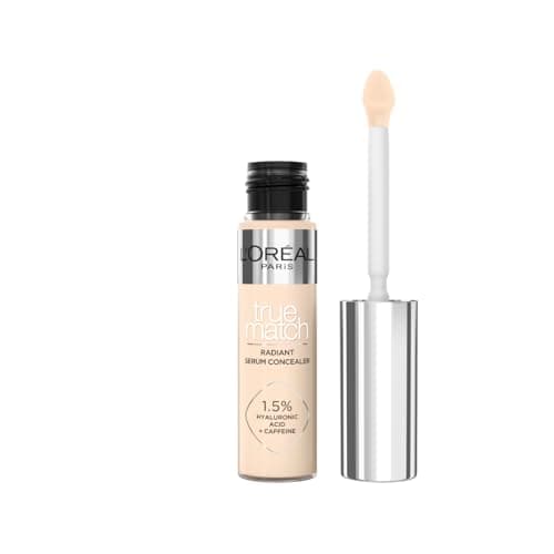 Image of L'Oréal Paris Concealer, True Match Radiant Serum Concealer for Face, with 1.5 Percent Hyaluronic Acid and Caffeine, Reduce the Appearance of Dark Circles and Fine Lines, Shade 1.5N