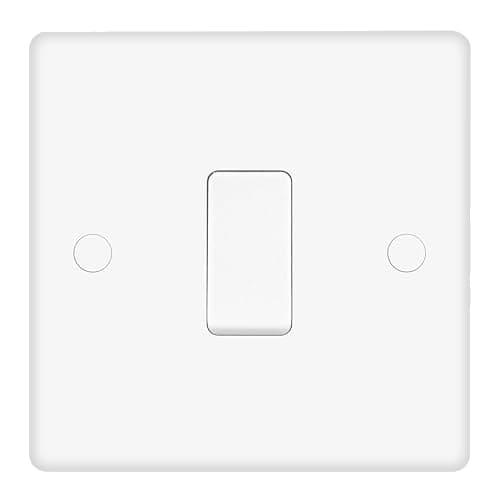Image of EVOGES Vector 1 Gang 10AX Intermediate Light Switch – White, Gloss Finish, SP Rocker, Wiring Accessory for Multi-Way Lighting