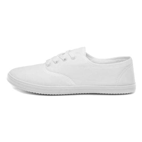 Image of Red Fish Tai Womens White Lace Up Canvas Shoe - Size 5 UK - White