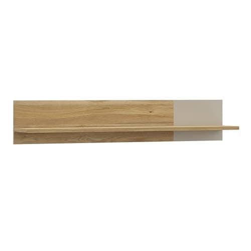 Image of Furniture To Go Bixbite Wall Shelf with Sliding Panel in Mauvella Oak and Sand