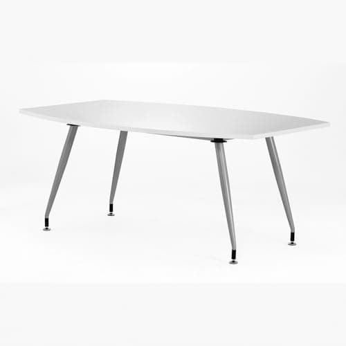 Image of OPO Impulse Freestanding 1800/2400mm High Gloss Writable Rectangular Boardroom Table Cantilever Leg | Sturdy Build Weather & Heat Resistant Melamine Finish Meeting Table White 1800