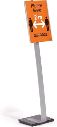 Image of Durable Info Sign A3 - Floor Standing Information Stand - 1.25m in Height - Silver - For Offices, Conferences, Exhibitions, etc.
